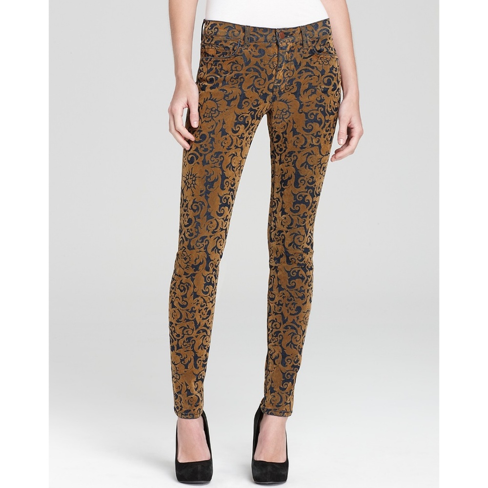 J Brand Velvet Gold Jaquard Baroque Jeans 24 - Picture 4 of 6